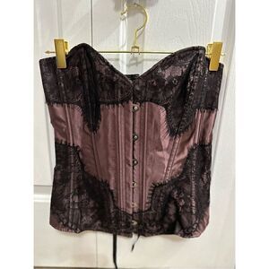 Adore me purple and black lace corset and panties